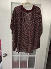 Blouse Open Front Multi Color Rose Design Lightweight Casual Sheer Boho Dressy