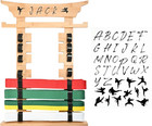 Wall Karate Belt Display Rack With Medal Hanger And Stickers  Black Martial A   