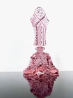 Vintage Czech Pink Cut Crystal Glass Pyramid Perfume Bottle Art Deco