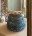 Vintage Vanity Collectible Powder Puff  Tin Music Box The House Of Swiss