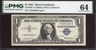 1957  1   Star          Silver Certificate  Pmg Choice Uncirculated 64 Banknote 