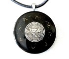 Orgone Pendant Necklace Silver Egyptian Eye Of Horus  Black Tourmaline Shungite