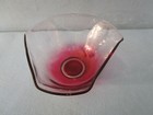 Retro Salad Bowl Triangle Umbra Red Clear Glass Art Deco Mid Century 10   