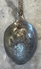 Antique Merry Xmas   Happy New Year 4-spoon W  Santa Tree Stocking Sled Pat 1899