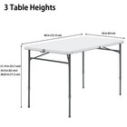 Mainstays 4 Foot Fold-in-half Adjustable Folding Table  White