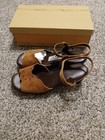 Vintage 70s Sandals Connie Yoyos Cutout Hippie Wedge Heel Brown Leather 7 5 