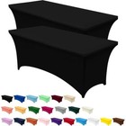 Stretch Table Cover 2 Pack Fitted Washable Wrinkle Resistant Event Party Banquet