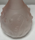 Vintage Taiwanese Satin Glass Carafe Vase Lily Of Valley Pink 8 x4 5  Etched Eog