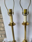 A Pair Of Vintage Mid-century Modern Brass Lamps 28  Tall 