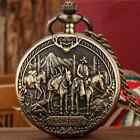 Steampunk Quartz Pocket Watch Vintage Western Cowboy Pattern Men Gift Collection