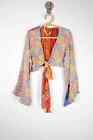 10 Pcs Lot Of Indian Vintage Cotton Kantha Quilt Bell Sleeve Crop Top Retro 60s
