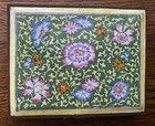 Chinese Brass Floral Enamel Cigarette Playing Card Wood Lined Trinket Box