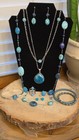 Turquoise agate 925 Silver Beach Boho Set Necklace Earrings Ring Bracelet