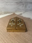 Vtg Italy Roma Wood Triptych Gold Gild Florentine Wood Madonna   Baby
