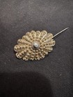 Antique Victorian Era 800 Sterling Silver Gold Vermeil Brooch