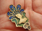 Antique Rare Art Nouveau Plique A Jour Enamel Woman Brooch