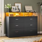 Black Dresser For Bedroom With 6 Drawers  Chests Of Drawers With Column Design