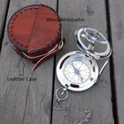 Antique Silver Finished Marine Brass Brunton Working Compass Engraved Designer