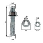 5 8  X 4  Wedge Anchor Bolt Fastener For Concrete Cement - Zinc-plated  4 