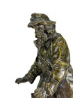 Antique French Old Man Bronze Sculpture Signed