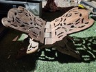 Vtg Antique Hand Carved Wooden Book Holder Folding Bible Cookbook Display Stand