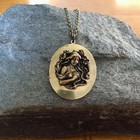 Vintage Victorian Art Nouveau Woman  lady Locket Necklace  Antique Brass Pendant
