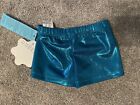 Girls Gymnastics Shorts Small - Snowflake Designs - Sparkly Teal