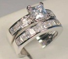 3ct Princess Engagement Ring Wedding Set Simulated Diamond Non Tarnish Stainless