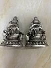 2pcs Wonderful Tibetan Silver Hand Made  kubera  Statues