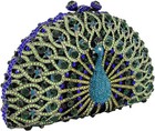 Crystal Rhinestone Cocktail Evening Bag Purse  Clutch   peacock  Brand New