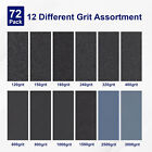 72pcs Wet Dry Sandpaper 400 600 800 1000 1500 2000 2500 3000 Grit Assorted Wood