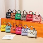 Mini Leather Handbag Keychain Women Girl Coin Purse Car Charm Bag For Airpods 