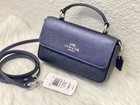 Nwt Coach Mini Josie Top Handle Crossbody Canvas Leather Shiny Blue Cck68