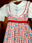 Vintage Smocked Prairie Floral   Gingham Girls Dress Sz 4-6 W eyelet Lace Trim