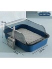 Semi-enclosed Cat Litter Box With Scoop High Side Splashproof Kitty Toilet