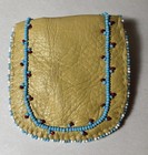 Vintage Native American Beaded Leather And Fur Pouch