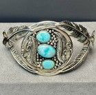 Southwestern Style Sterling Silver 925 Turquoise Cuff Bracelet 