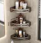 3 Tier Corner Shower Caddy Shelf Bathroom Wall Mounted Storage Rack With Hook