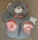 Vintage Dandee Teddy Precious Plush Gray Bear W satin Bow-ears-paws