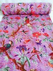 Indian Handmade Kantha Quilt Throw Reversible Bedspread Vintage Cotton Birds 6x9