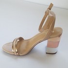 Apt  9 Strappy Open Toe Ankle Strap Block Heel Buckle Sandals Beige gold 6m