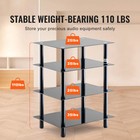 4-tier Av Media Stand Strengthened Tempered Glass Audio video Stand Shelf