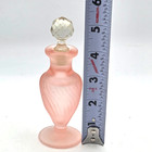 Pink Satin Glass Frosted Perfume Bottle With Clear Faceted Stopper