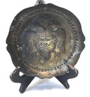 Antique Silver-plated Ashtray With Double Eagle Shield And Crown