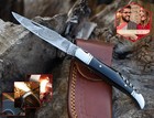 Damascus Handmade Laguiole Folding Knife Pocket Knife Camping Hunting Knife Pouc