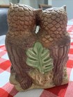 Vintage Ceramic Owl Lamp Light-up Nightlight Colorful 2 Owls On A Log Porcelain
