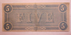 1864  5 Dollar Confederate States Civil War Note Csa Richmond Currency T-69 Nice
