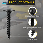 Wood Screws 1 Inch  110 Pcs  Premium Phillips Truss Head Black Wood Screws
