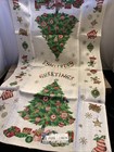 2079    vintage Holiday Christmas Parisian    greetings    Linen Towel Unused 16   x28   