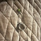  925 Silver Bead Chain Necklace With Round Green Quartz Bezel Pendant And Ring